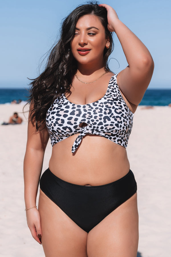 Ocean Chic - Leopard Print Tie Front Plus Size Bikini Set