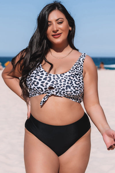 Ocean Chic - Leopard Print Tie Front Plus Size Bikini Set