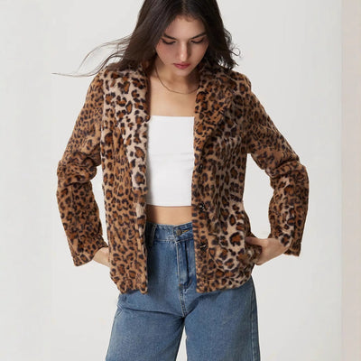 Mantel mit Leopardenmuster am Revers - Mireille