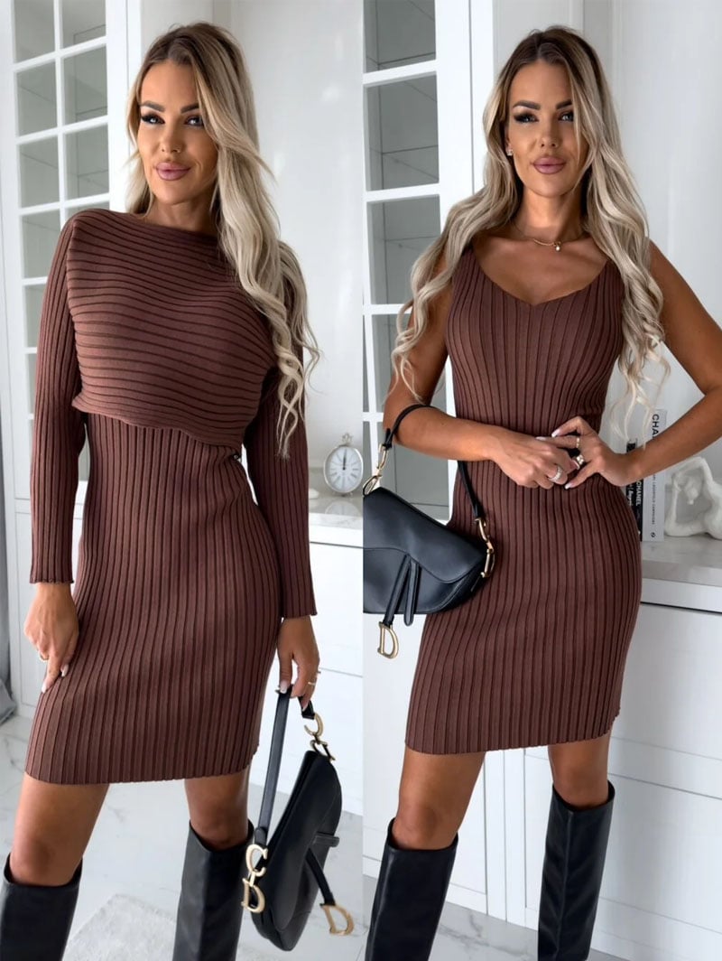 Margo - Set aus gestricktem Pullover und Cami-Kleid