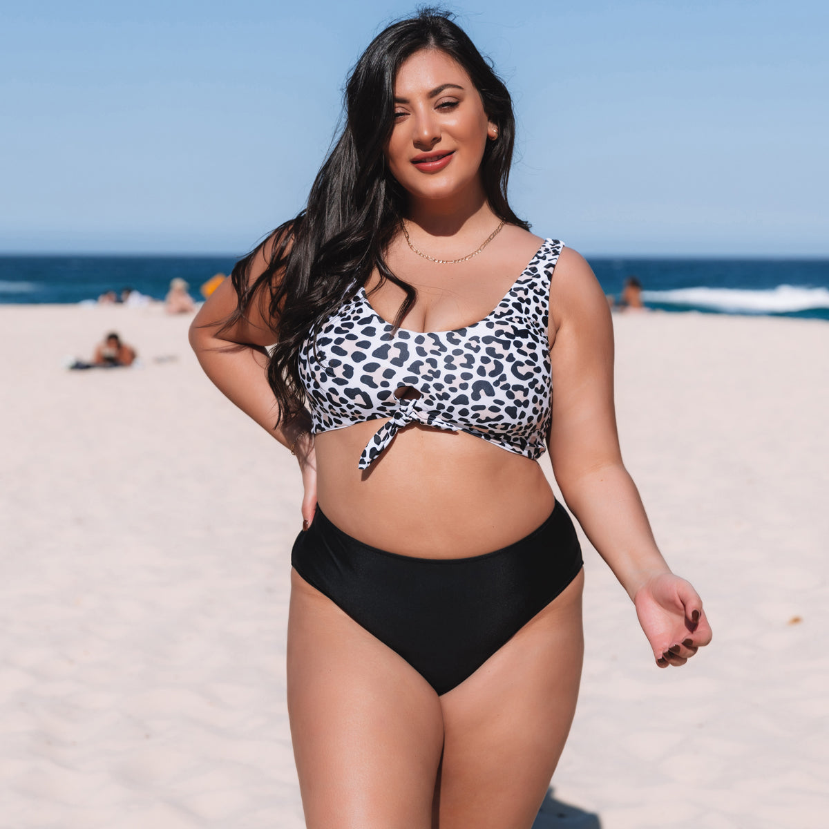 Ocean Chic - Leopard Print Tie Front Plus Size Bikini Set