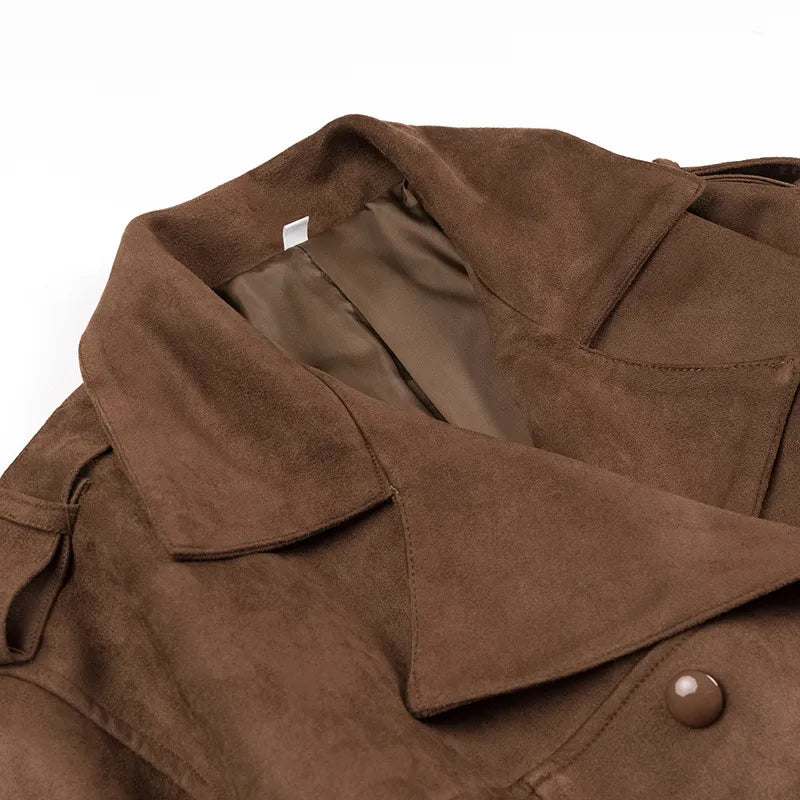 Zweireihiger Trenchcoat mit Samtaufschlägen - Alana