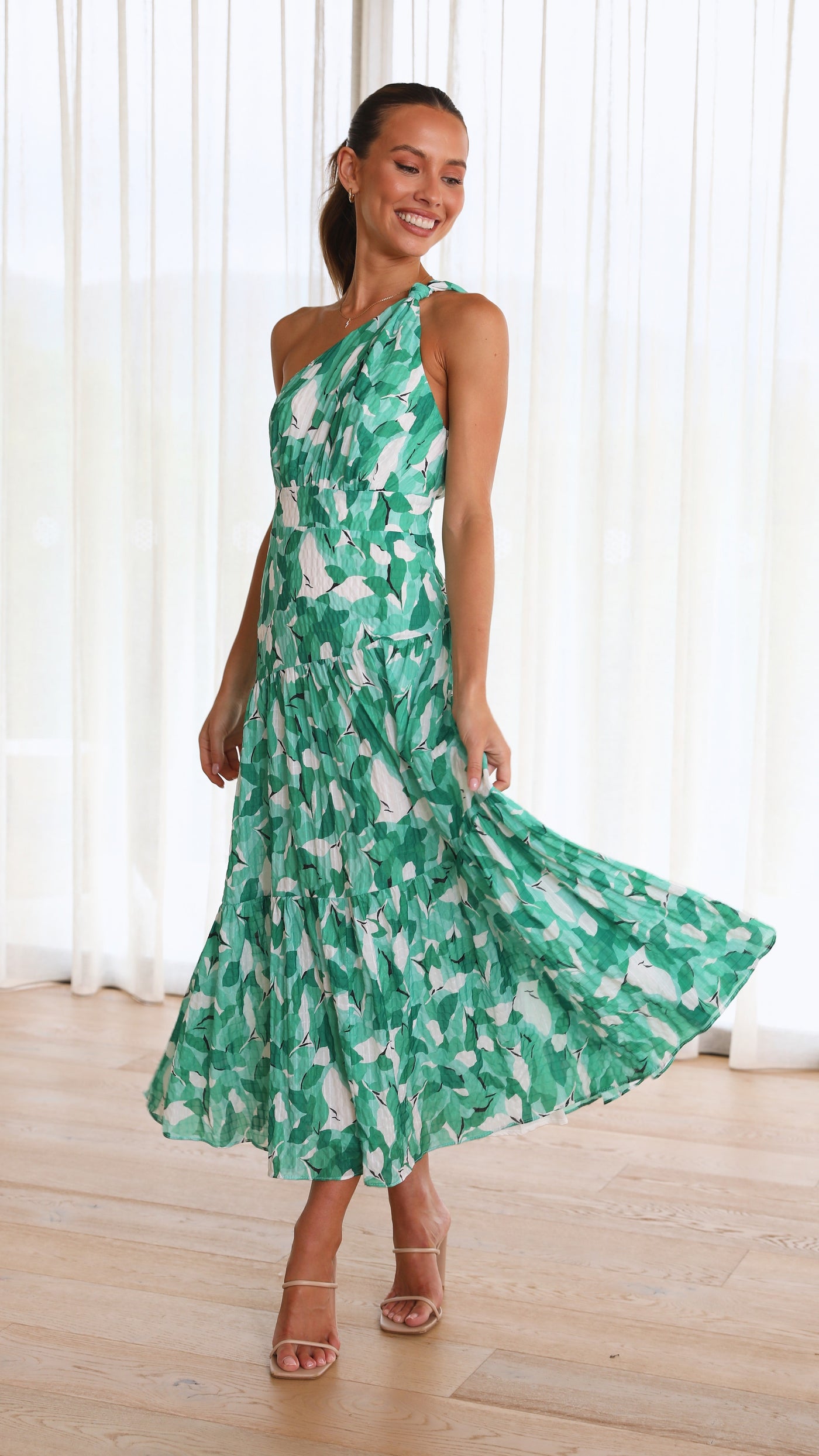 Cory - Ein-Schulter-Kleid mit Blumendruck