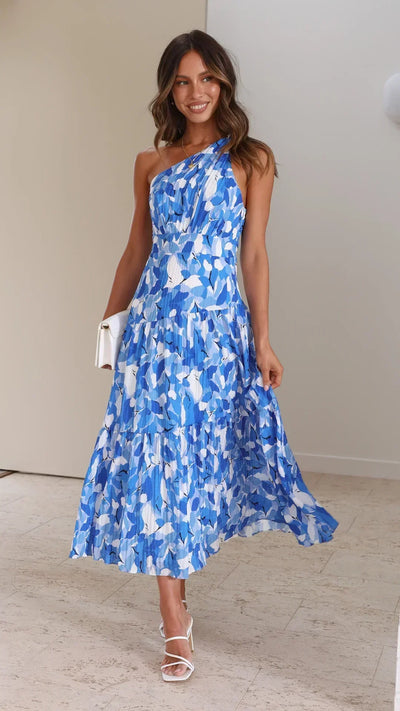 Cory - Ein-Schulter-Kleid mit Blumendruck