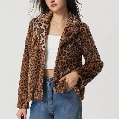 Mantel mit Leopardenmuster am Revers - Mireille