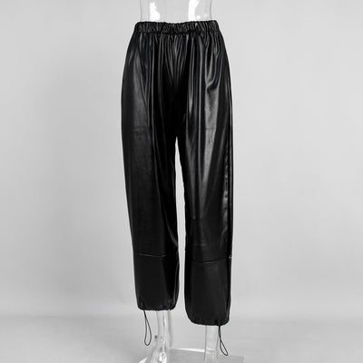 Damenhose mit Ledereffekt und Schnürsaum - Eirenne