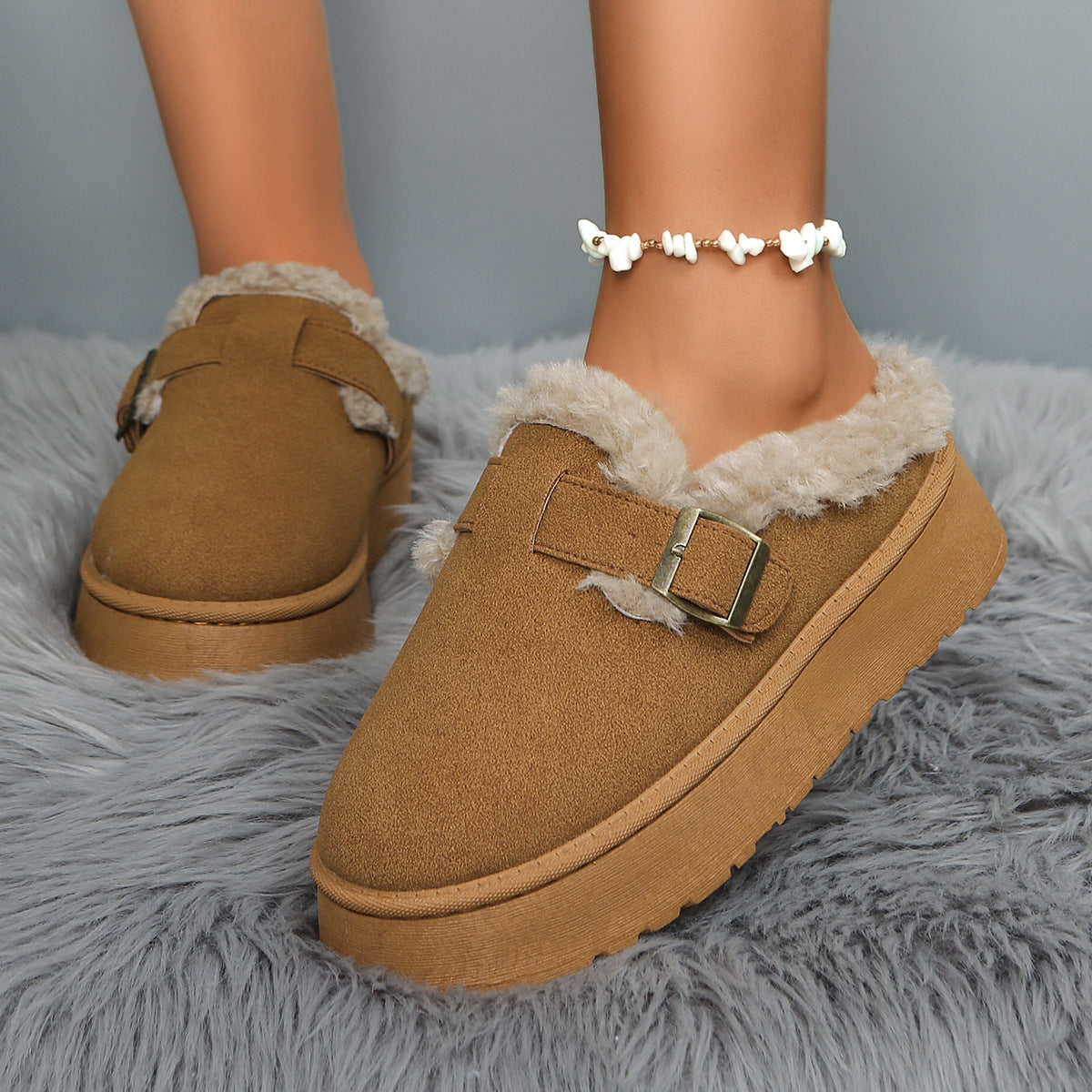 Damen Winterclogs mit Schnalle und Fellfutter - Sabine