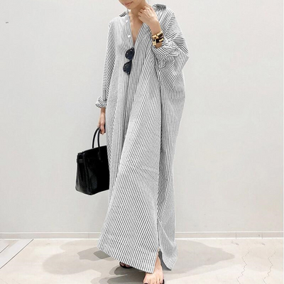 Yemaya - Langes Oversize-Kleid mit Streifenmuster