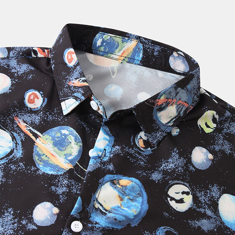 Gepunktetes Herren Kurzarm Hemd im Retro Look
