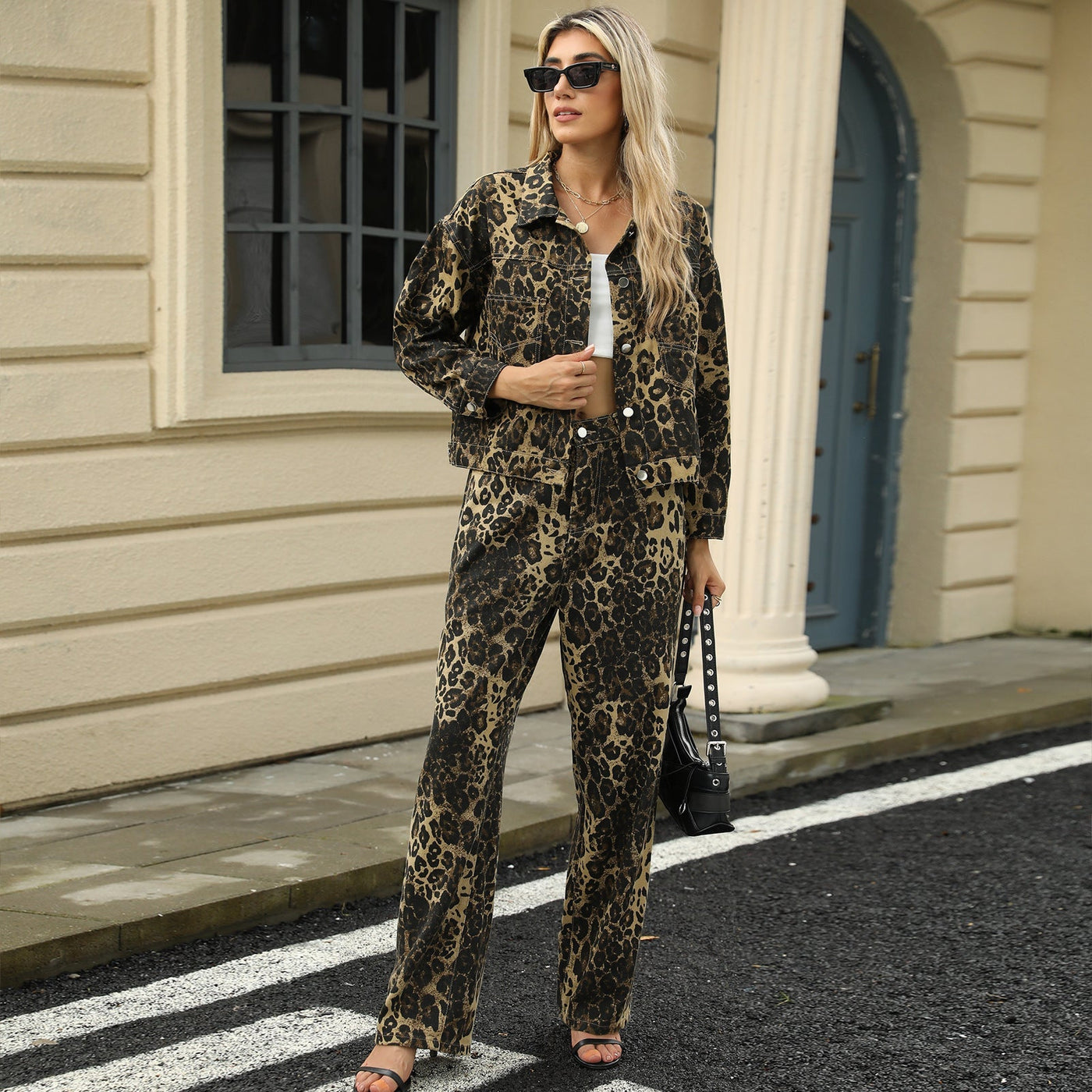 Denim-Set mit Leopardenmuster - Sylvie
