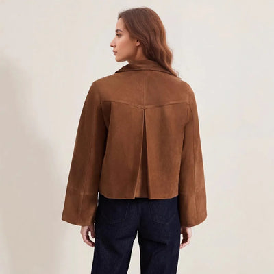 Kurze Wildlederjacke mit Fronttaschen für Damen - Alenor