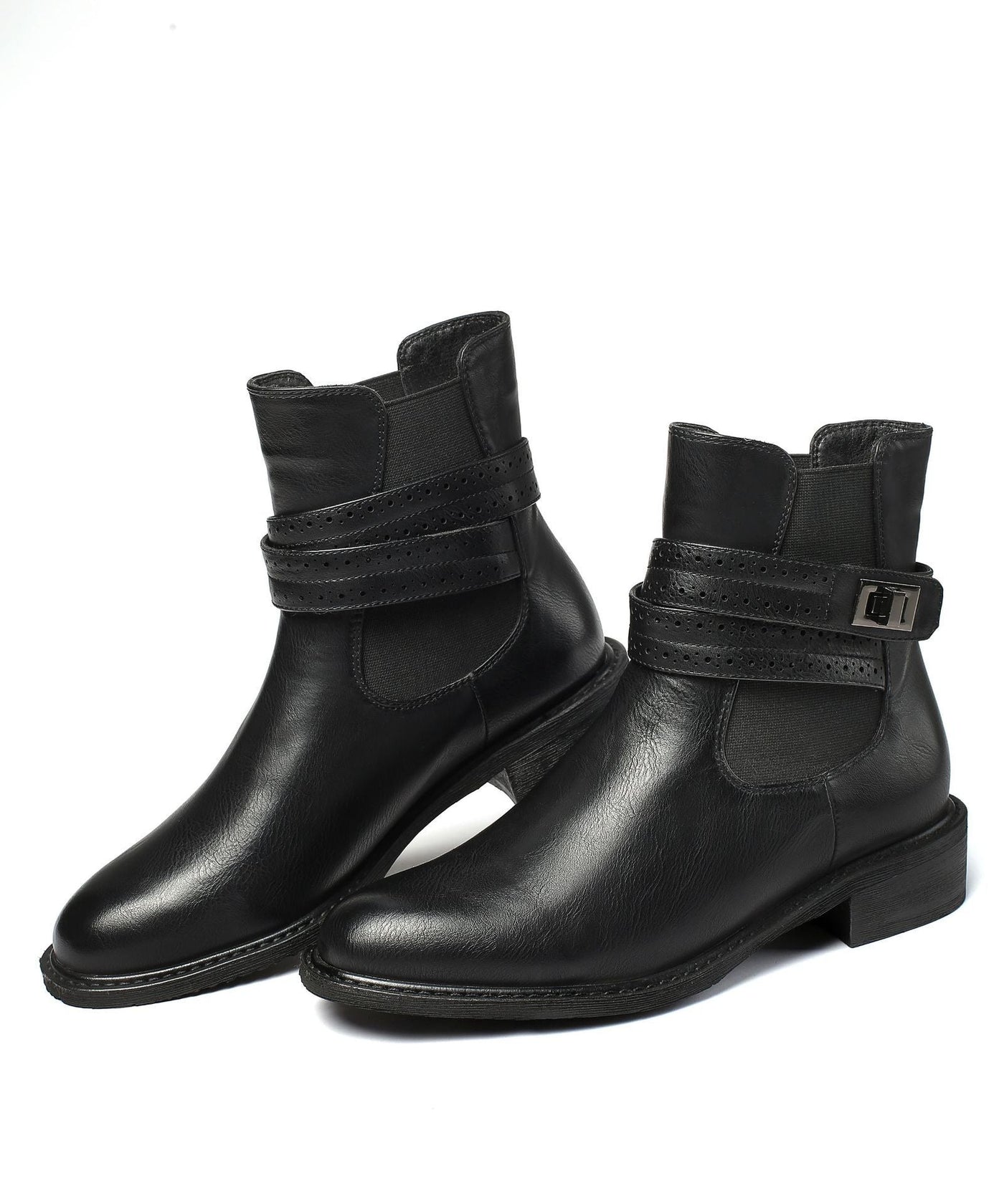 Stiefelette mit klobigem Absatz und Schnalle - Elina