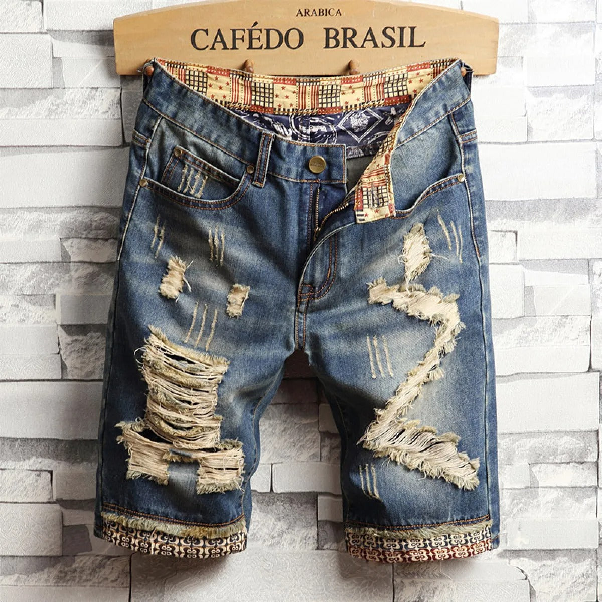 Herren Denim-Shorts urbaner Stil ausgefranst - Bruno