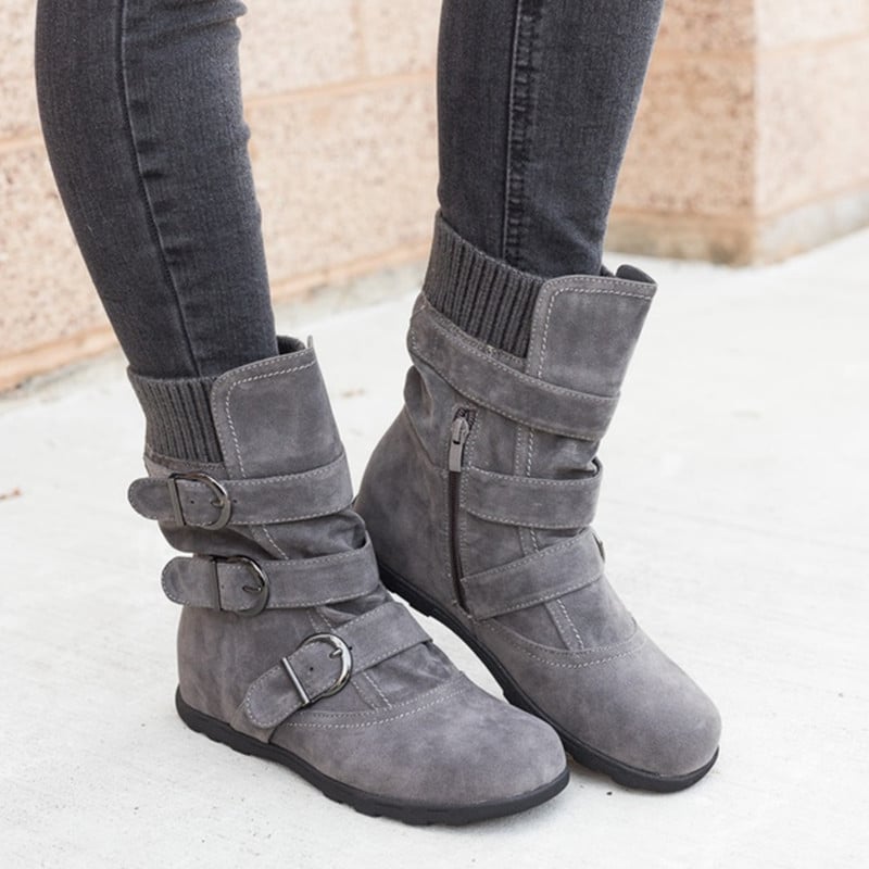 Freizeitstiefel für Damen mit Schnallen und Wildlederdetails - Amelie