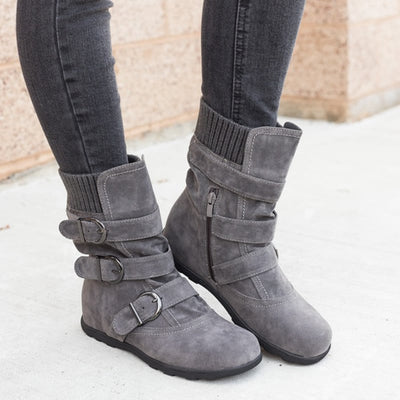 Freizeitstiefel für Damen mit Schnallen und Wildlederdetails - Amelie