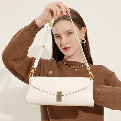 Damen-Umhängetasche aus Kunstleder mit elegantem Metallverschluss - Amandine