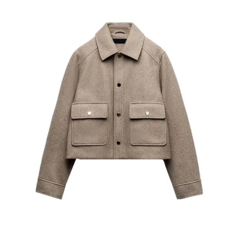 Lässige Damen Herbstjacke mit Klappe und Taschen - Heidi
