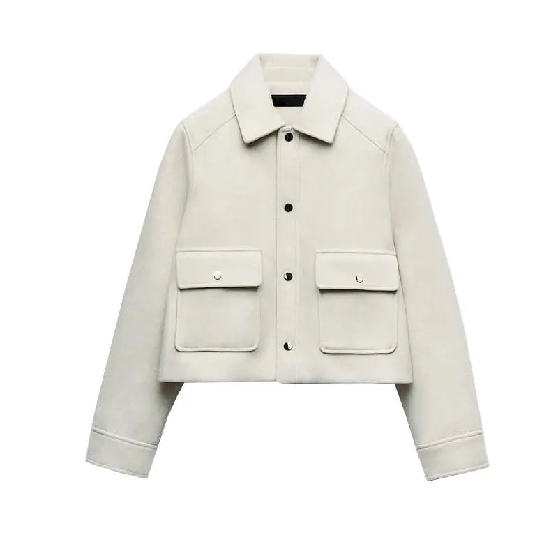 Lässige Damen Herbstjacke mit Klappe und Taschen - Heidi