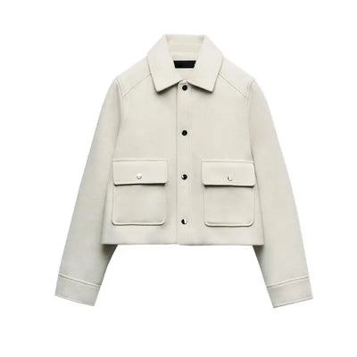 Lässige Damen Herbstjacke mit Klappe und Taschen - Heidi