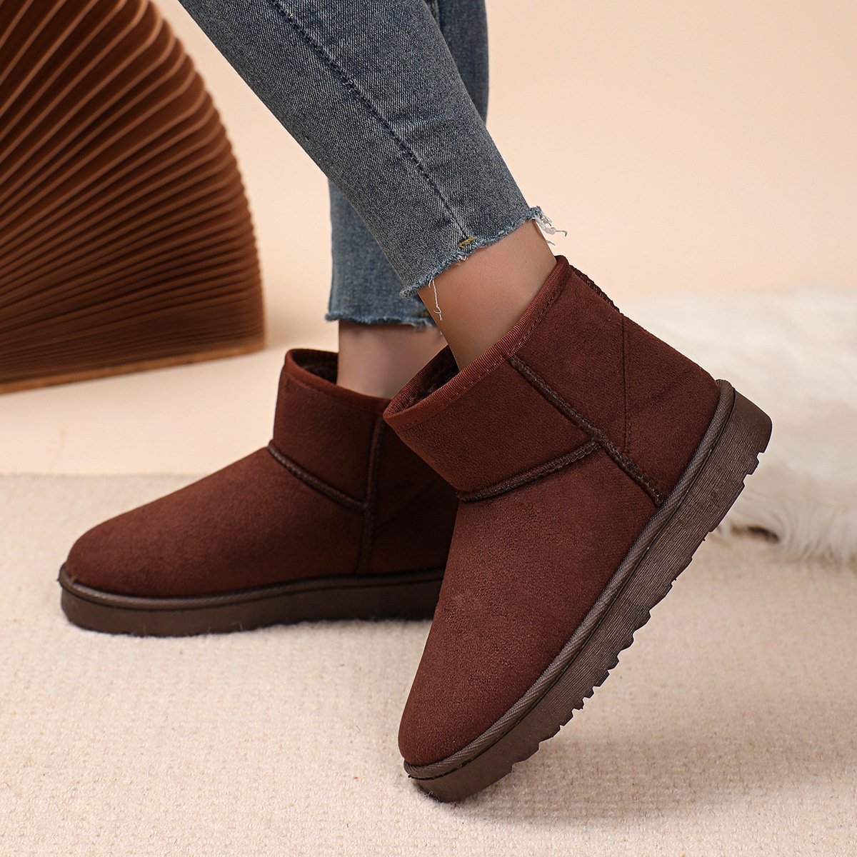 Damen Winterstiefel aus Wildleder mit Pelzfutter - Lety