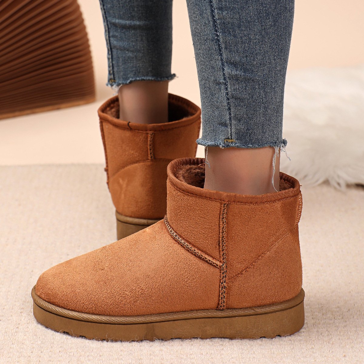 Damen Winterstiefel aus Wildleder mit Pelzfutter - Lety