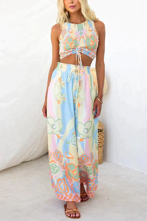 Evona - Floral Print Elastische Taille Set