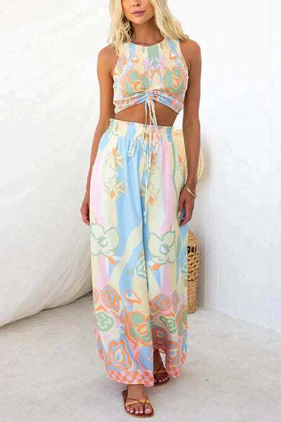 Evona - Floral Print Elastische Taille Set