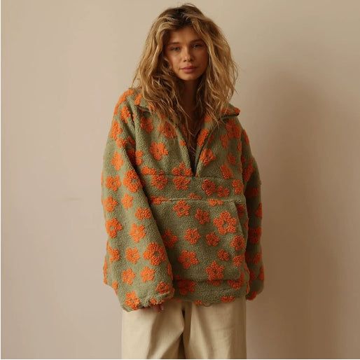 Damen-Fleece-Sweatshirt mit großer Tasche - Liora