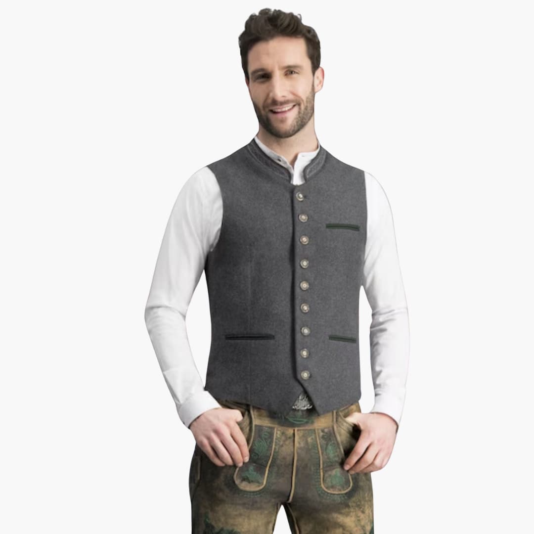 Elegante Herren Trachtenweste mit Stehkragen - Karl