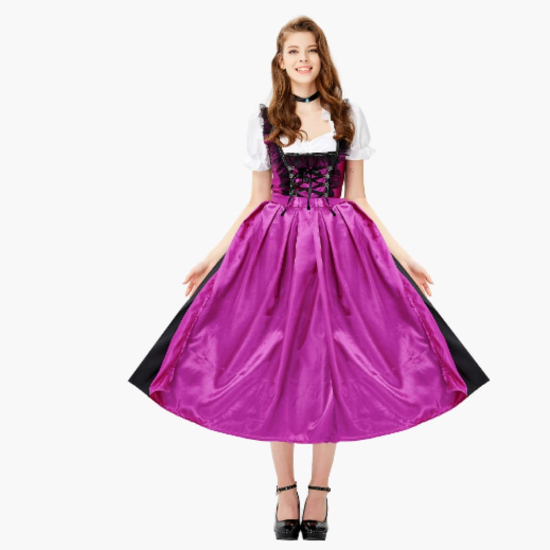 Elegantes Damen Dirndlkleid mit Schnürung in Violett - Amethyst