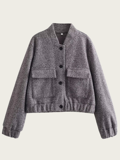 Graue kurze Wolljacke für Frauen - Mauwi