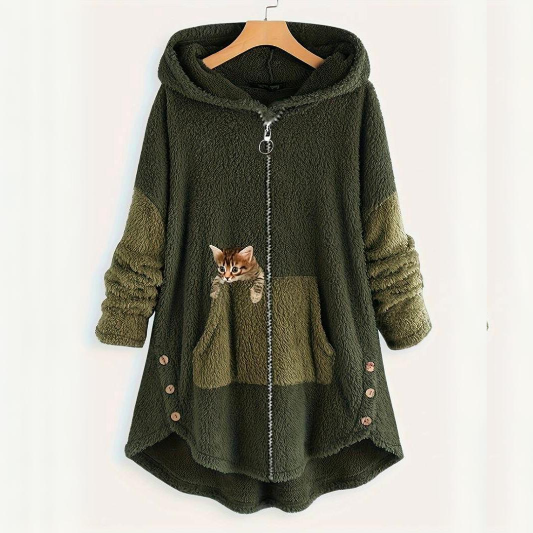 Loes - Warmer flauschiger Katzen-Hoodie