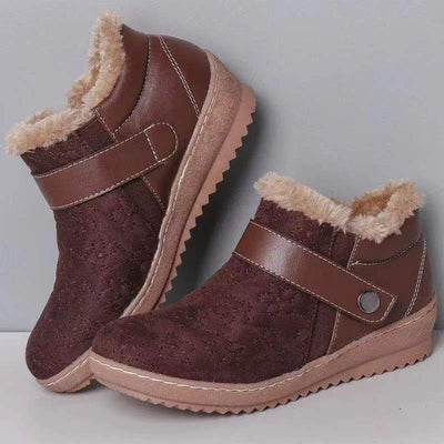 Winterstiefeletten für Damen mit Fellfutter und verstellbarem Verschluss - Zayda