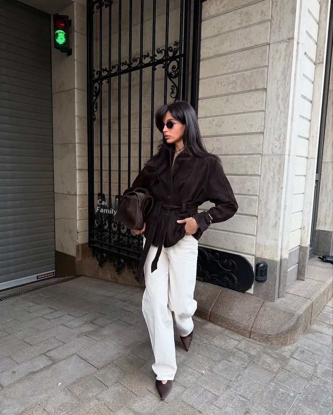 Retro-Wildlederjacke mit langen Ärmeln - Valentina
