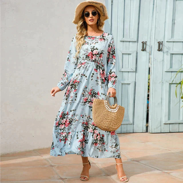 Petra - Modisches Blumenkleid mit Rundhalsausschnitt