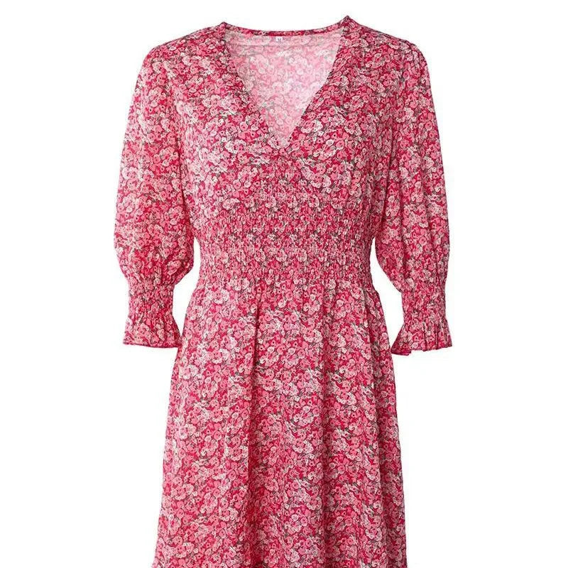Angelano - Stilvolles Langärmeliges Kleid mit V-Ausschnitt