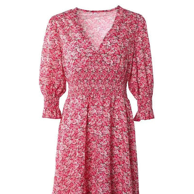 Angelano - Stilvolles Langärmeliges Kleid mit V-Ausschnitt