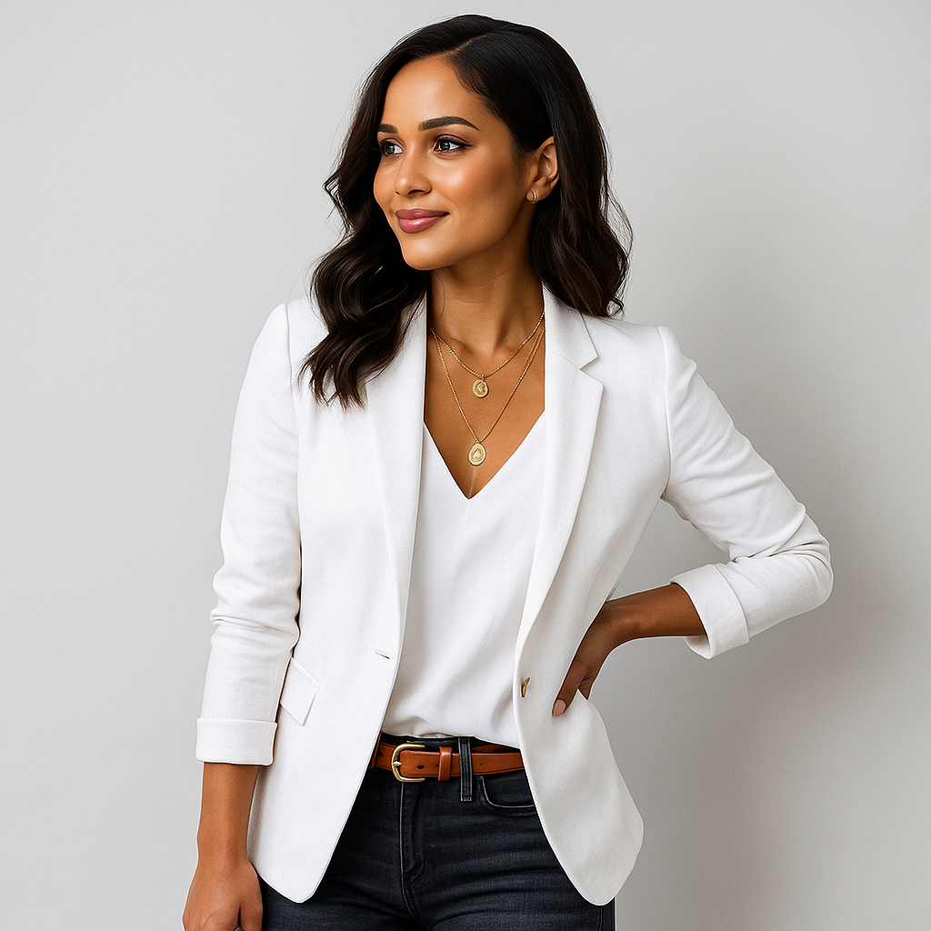 Elegant geschnittener Damenblazer mit einem Knopf - Berenice