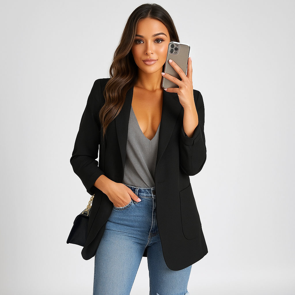 Moderner gerader Damenblazer mit lässigem Design - Angelina