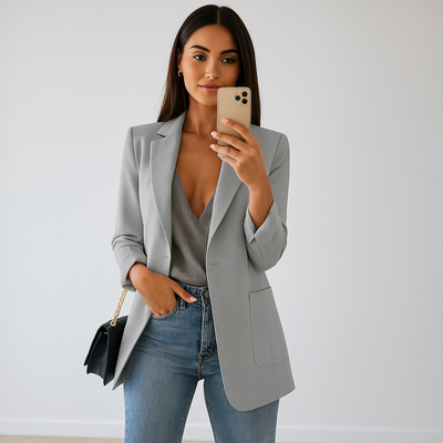 Moderner gerader Damenblazer mit lässigem Design - Angelina