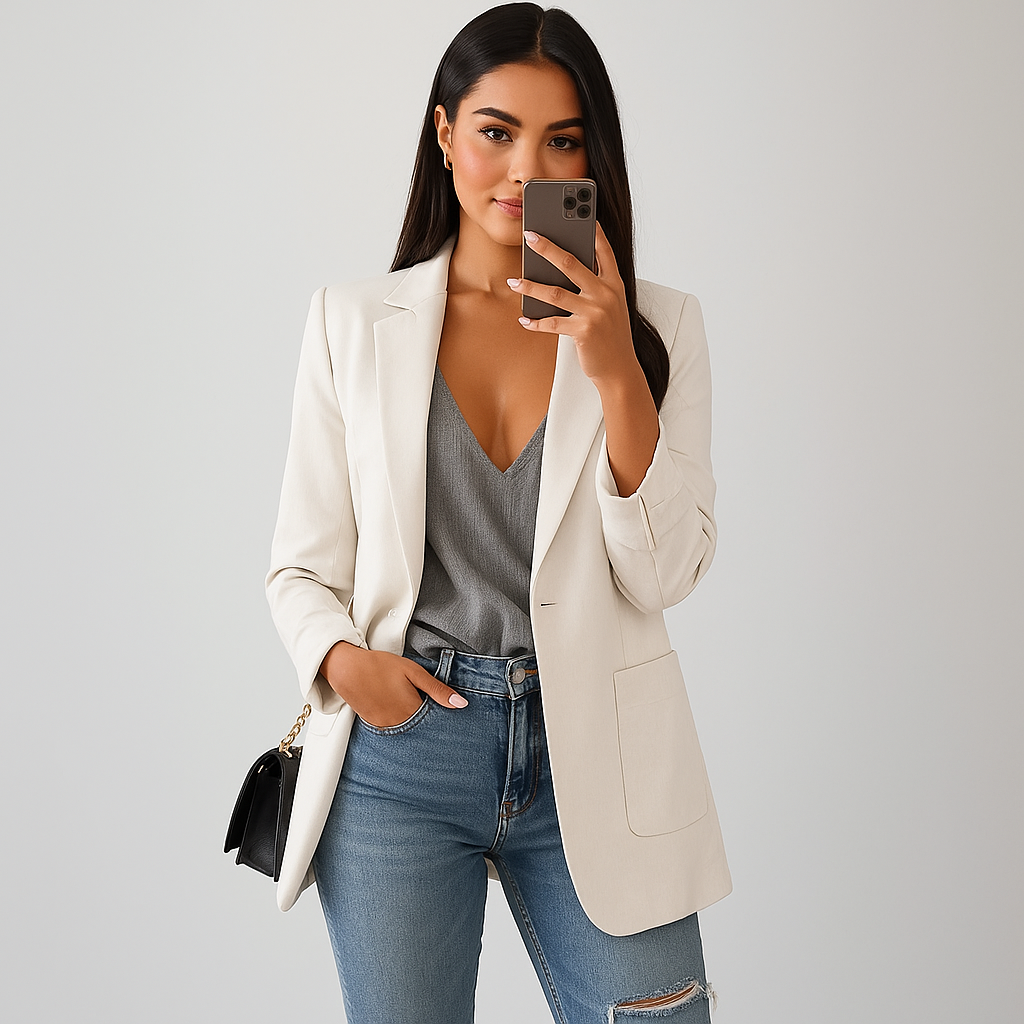 Moderner gerader Damenblazer mit lässigem Design - Angelina