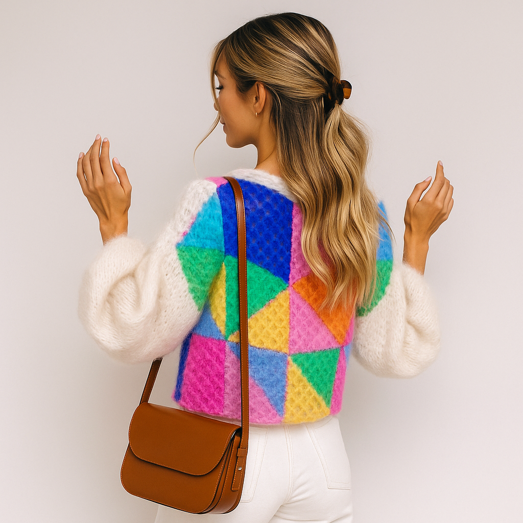 Flauschige Damen-Strickjacke - Fedra