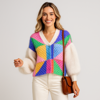 Flauschige Damen-Strickjacke - Fedra