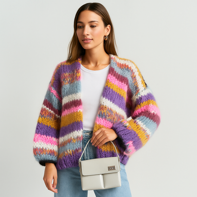 Flauschige Damen-Strickjacke - Fedra