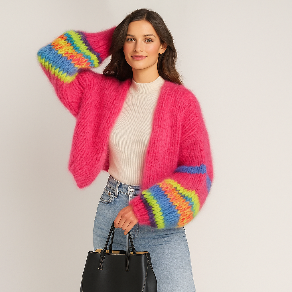 Flauschige Damen-Strickjacke - Fedra