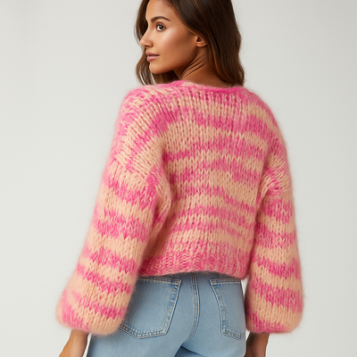Flauschige Damen-Strickjacke - Fedra