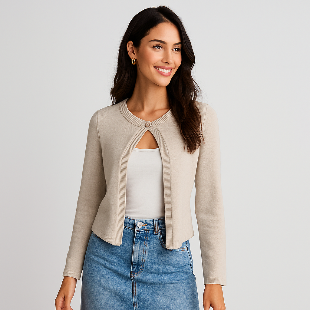 Elegante Damenstrickjacke mit Frontdetail - Etherea