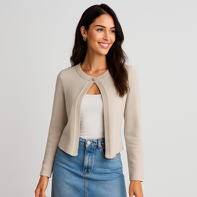 Elegante Damenstrickjacke mit Frontdetail - Etherea