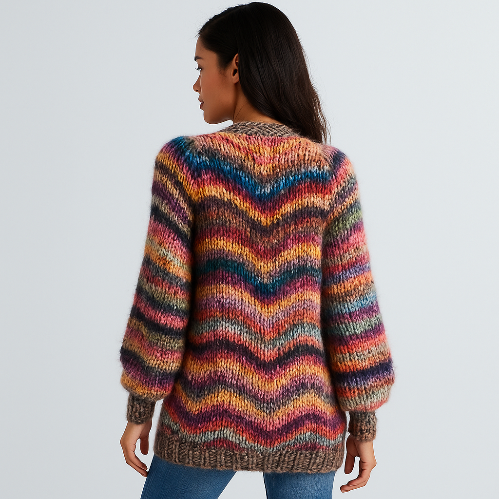 Mehrfarbige Strickjacke für Damen aus weichem Strickstoff - Jadai