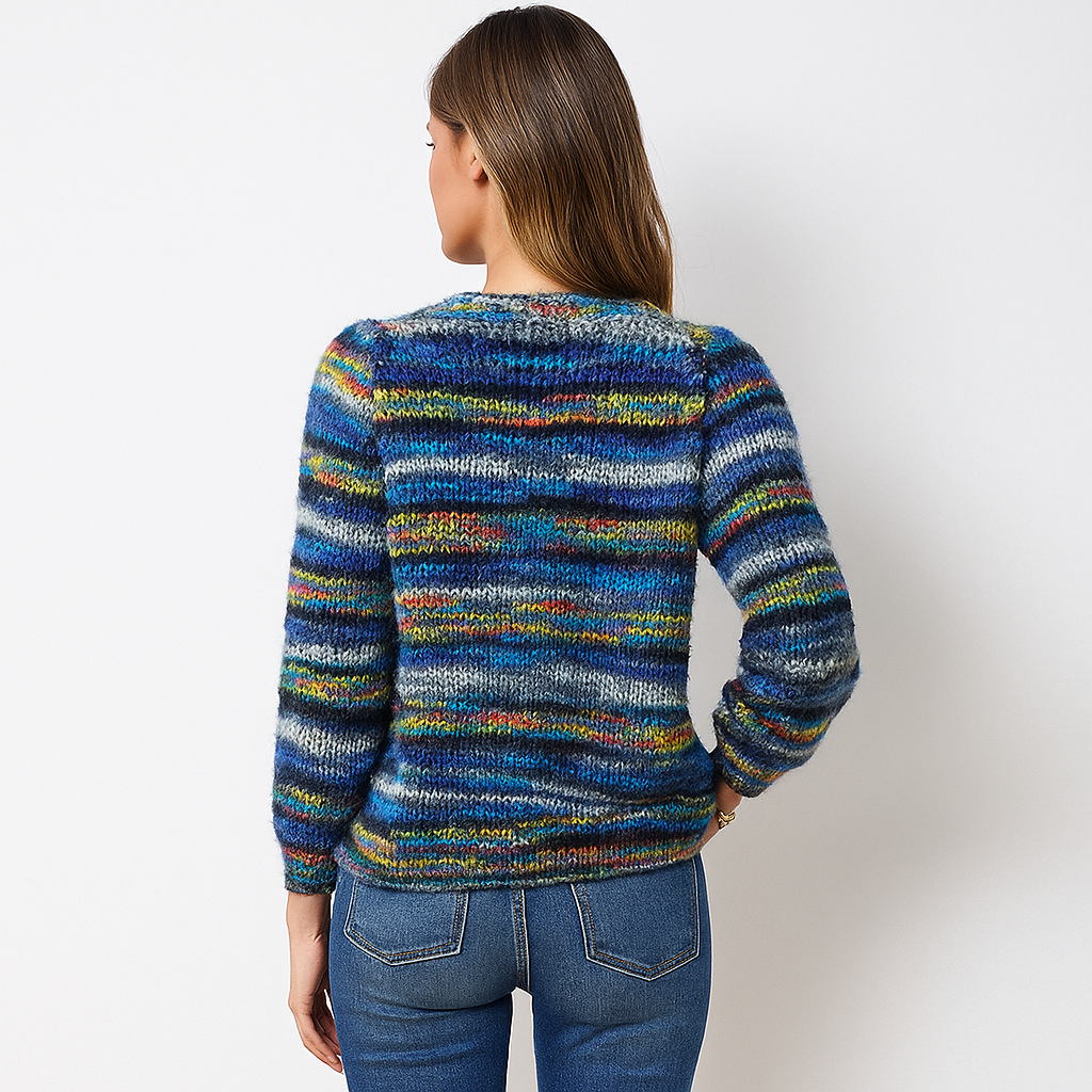 Mehrfarbige Strickjacke für Damen aus weichem Strickstoff - Jadai